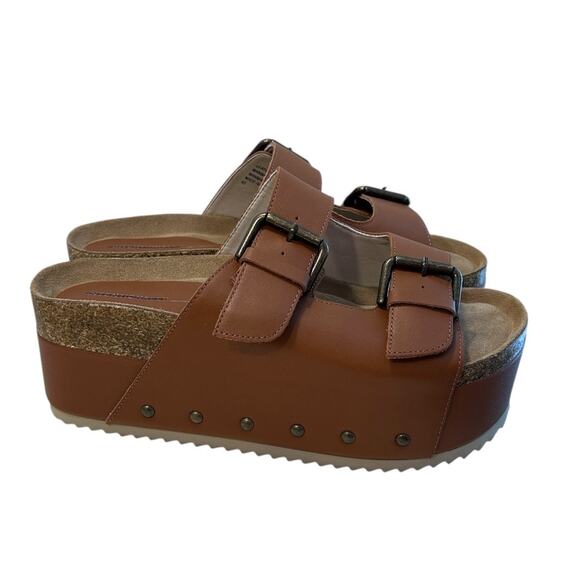 Intentionally Blank Cooper-2 Leather Platform Sandal Women's 40/9.5 Chestnut NEW - Picture 2 of 10
